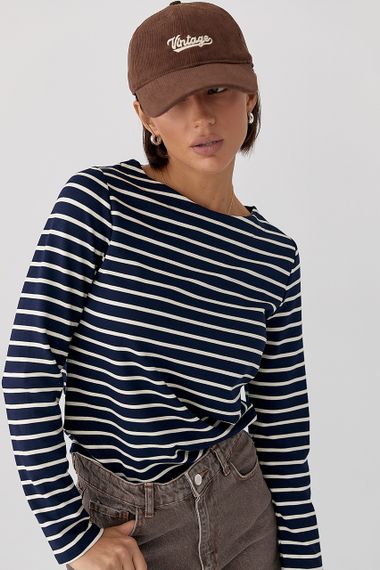 Трикотажний лонг у смужку - темно-синій цвет, M (є розміри)