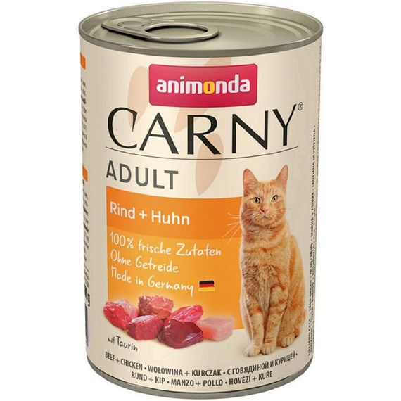 Вологий корм для дорослих котів Animonda Carny Adult яловичина та курка 400 г (4017721837194)