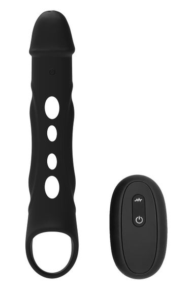 Насадка на пеніс із вібрацією Dream Toys Ramrod та пультом управління, чорна Sex Aura | Зображення 1