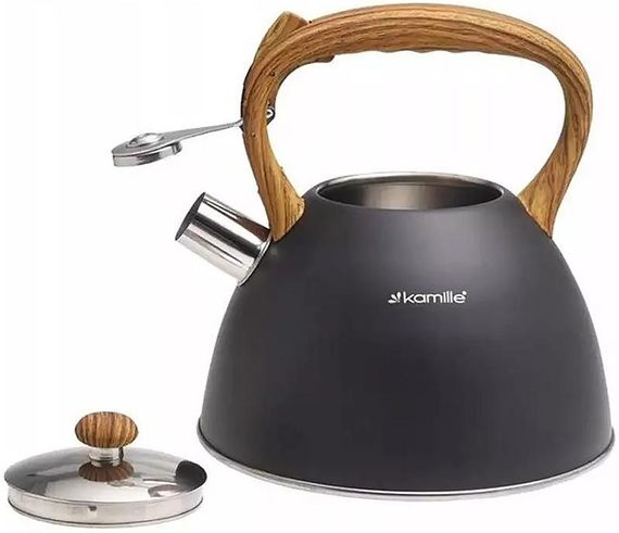 Чайник Kamille Whistling Kettle Black 3л з нержавіючої сталі зі свистком (чорний) | Зображення 1