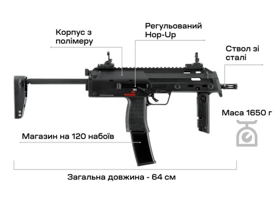 Пістолет-кулемет страйкбольний Umarex Heckler & Koch MP7 A1 AEG 6 мм | Зображення 5