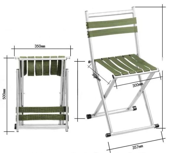 Складаний стілець для пікніка та риболовлі зі спинкою 45 см C-1 | Зображення 5