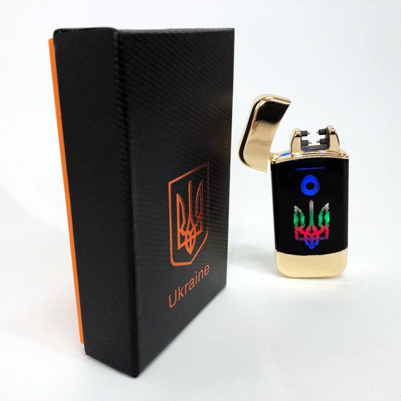 Дугова електроімпульсна запальничка із USB-зарядкою Україна LIGHTER HL-439. ZS-712 Колір: золотий | Зображення 1