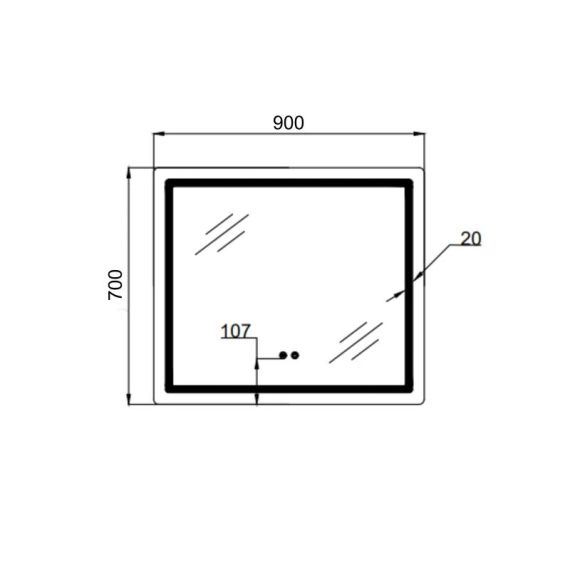 Дзеркало Qtap Mideya (MI2) 900х700 з LED-підсвіткою Touch, з антизапотіванням, з димером, рег. яскравості QT2078NCF9070 | Зображення 1