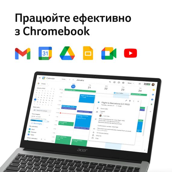 Ноутбук Acer Chromebook CB315-4HT 15' FHD IPS Touch, Intel P N6000, 8GB, F128GB, UMA, ChromeOS, сріблястий (NX.KBAEU.002) | Зображення 6