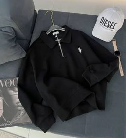 Жіночий світшот поло з коміром на блискавці та довгими рукавами колір чорний розмір 42/48 HI2763