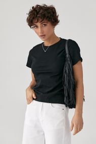 Однотонна жіноча еластична футболка - чорний цвет, ONE SIZE (є розміри)