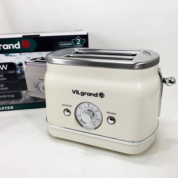 Тостер для хліба побутовий ViLgrand VT0823R 850 Вт, Тостер для будь-якого хліба компактний SJ-25 | Зображення 4
