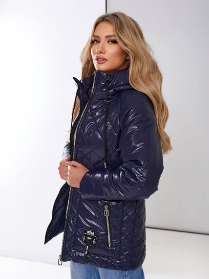 Жіноча стьобана куртка з блиском, арт.504, синій | Зображення 1