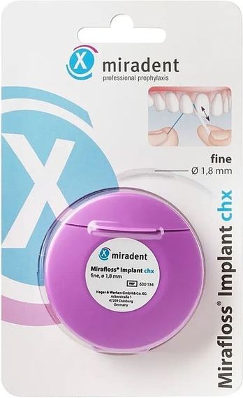 Флос Miradent Mirafloss Implant CHX Fine (1,8mm) рожевий