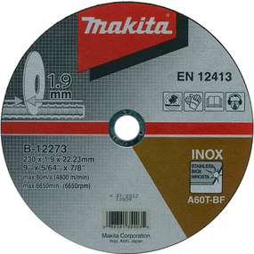 Диск відрізний MAKITA для нержавіючої сталі 230х1,9 B-12273