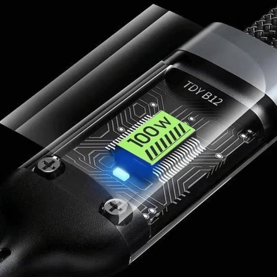 Дата кабель USB 2.0 AM to Lightning + Micro 5P + USB-C 1.2m 100W nylon black XoKo (SC-3100) | Зображення 5