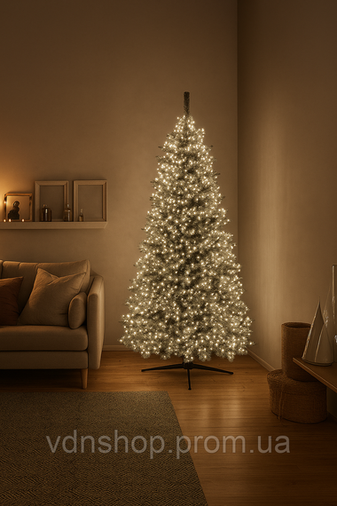 Новорічна гірлянда Хвойна лапа 100 м 3000 LED білий провід Біле сяйво D3000L100MWW | Зображення 1