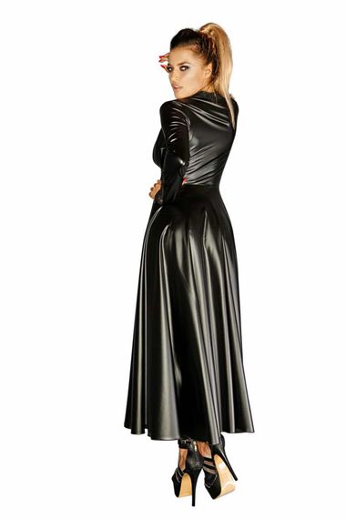 Сукня-плащ з мокрим ефектом Noir Handmade F128C Powerwetlook gown coat, L | Зображення 2