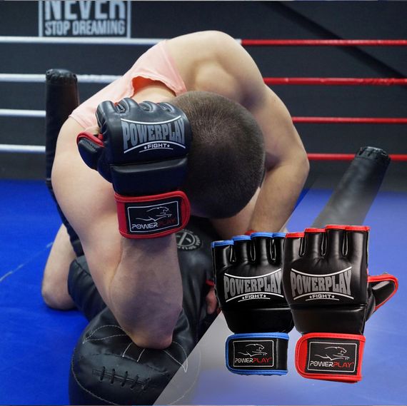 Рукавиці для MMA PowerPlay 3058 Чорно-Сині XL | Зображення 9