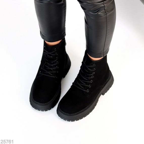 Повсякденні чорні зимові черевики берці натуральна замша доступна ціна | Зображення 3