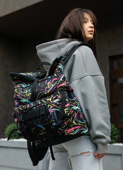 Жіночий рюкзак Sambag RollTop KZN чорний ABSTRACT 41 х 27 х 18 см (24300707) | Зображення 1