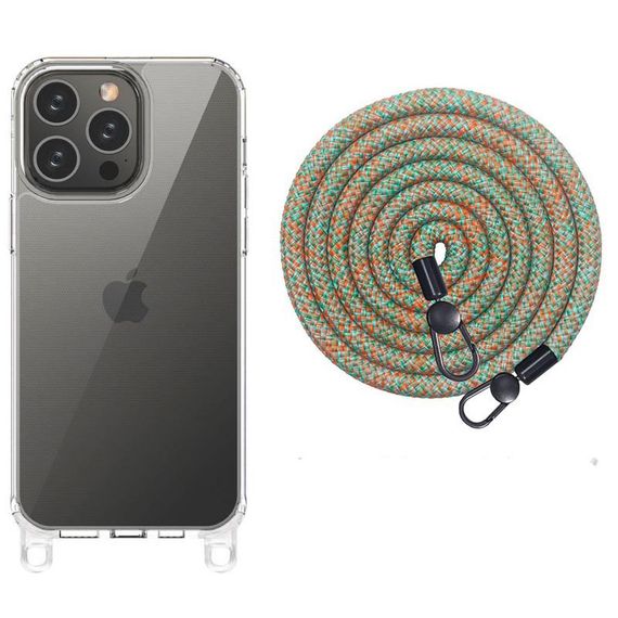Чехол TPU Transparent with Straps для Apple iPhone 14 Pro Max (6.7") Green / Red