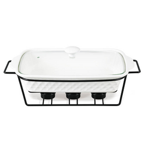 Марміт прямокутний 1,1л 30см кераміка скляна кришка + метал.підставка MR-11259-73 Maestro