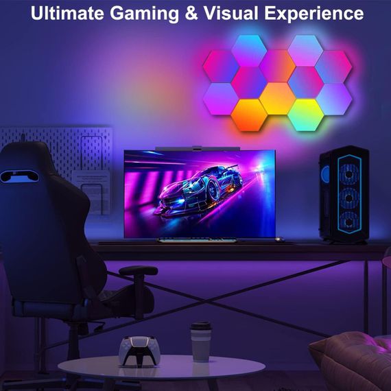 Світлодіодні RGB шестикутні ліхтарі, дистанційне керування, додаток, синхронізація музики, 8 шт. | Зображення 7