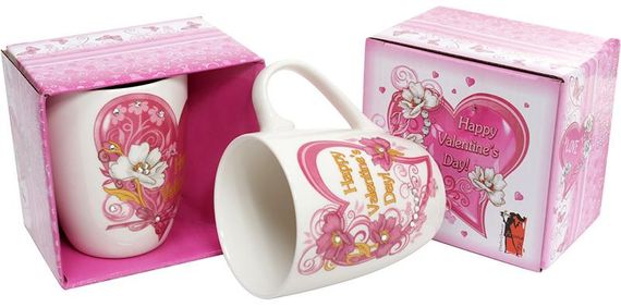 Кружка "Happy Valentine's" 350мл зі стразами | Зображення 1