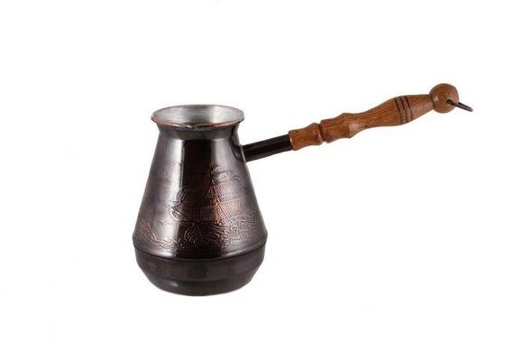 Турка медная 500 мл Бригантина тёмная джезва ручная работа кофеварка для кофе