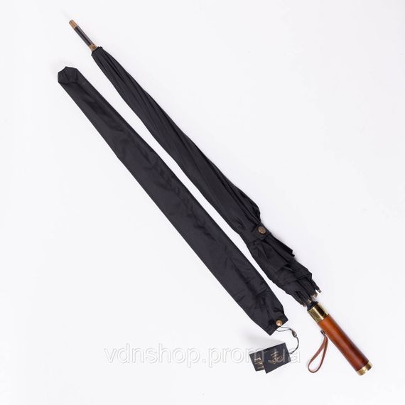 Класична парасолька-тростина напівавтомат з поліестеру 8 спиць діаметр 124 см Чорна HP-23-6B | Зображення 1