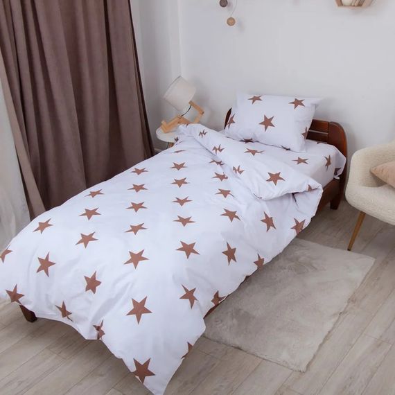 Постельное белье подростковое ТЕП Soft dreams Звезды 2-04191-29908 150х215 см какао | Зображення 3