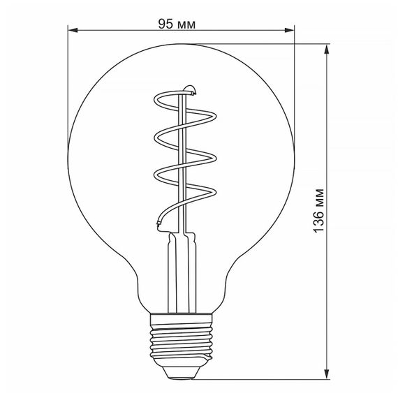 Світлодіодна лампа VIDEX Filament G95FASD 5W E27 2200K дімерна бронза | Зображення 3
