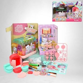 Скринька Будиночок котика з прикрасами QL 001 Рожевий