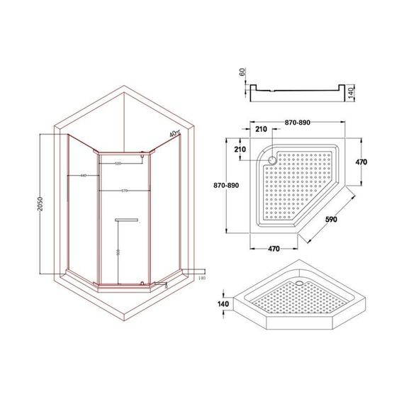 Душова кабіна Lidz Dozorca SC90x90.CRM.LOW.TR, скло прозоре 6 мм | Зображення 1