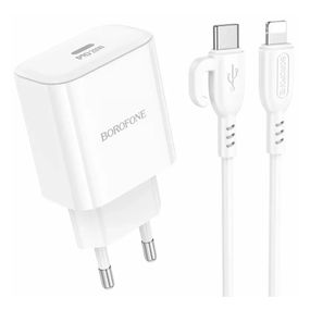 МЗП Borofone BA81A PD20W (1USB-C) + кабель Type-C to Lightning White