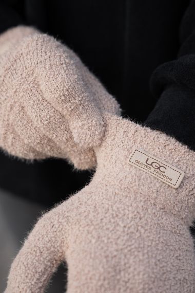 Теплі зимові міхові перчатки рукавиці 7-51А Without Lary Beige | Зображення 3