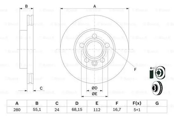 Диск гальмівний HYUNDAI ACCENT, VW TRANSPORTER, BOSCH (0986478846) | Зображення 4