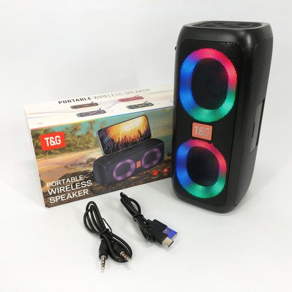 Портативна колонка TG333 2x5W з RGB підсвічуванням. BK-896 Колір: чорний