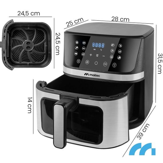 Мультипіч Maltec AirFryer1800W-7L, 7 л, аерофритюрниця без олії з віконцем і дисплеєм | Зображення 2