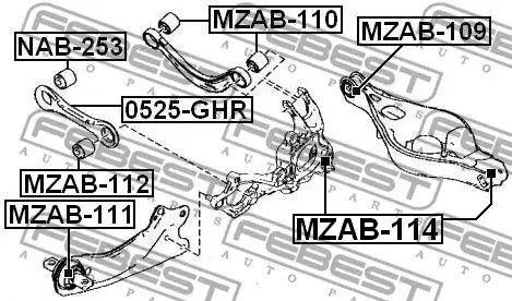 Важіль підвіски (задній/поперечний/низ) Mazda 6 07-, FEBEST (0525GHR) | Зображення 3
