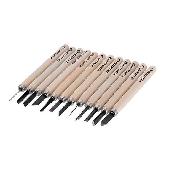 Набір різців по дереву 12 од. INTERTOOL HT-3504