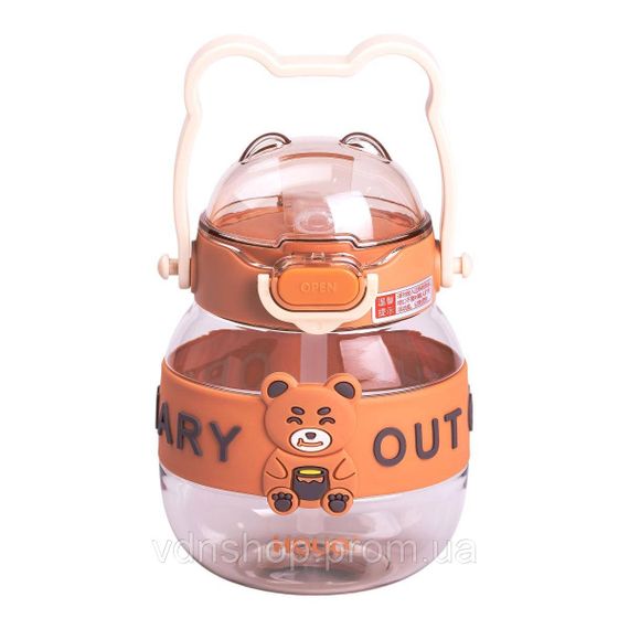 Пляшка для води дитяча з трубочкою 580 мл з ручкою та ремінцем HP-14-37BR | Зображення 1