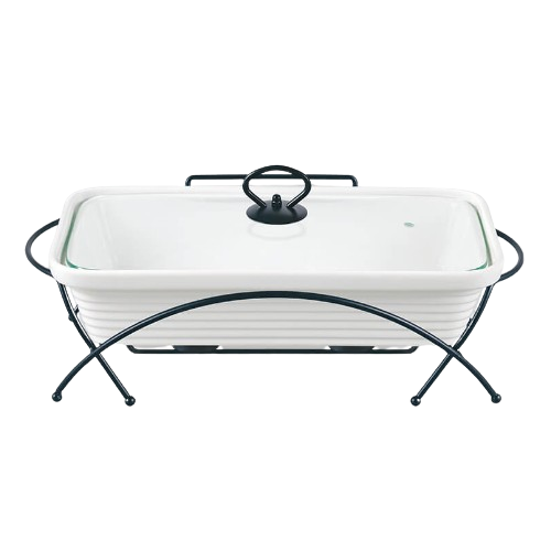 Марміт прямокутний 2,4л 36,5см кераміка скляна кришка + метал.підставка MR-11562-73 Maestro