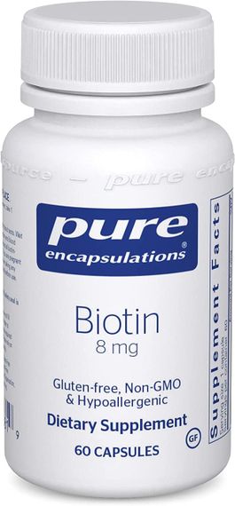 Біотин, Biotin, Pure Encapsulations, 8 мг, 60 капсул
