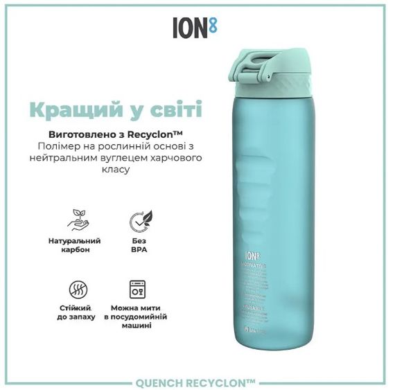Пляшка для води ION8 1000 мл BPA Free Times To Drink (ЕКО пляшка) Sonic Blue (I8RF1000PBMOT2) | Зображення 1