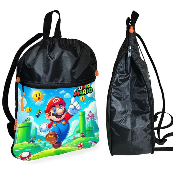 Рюкзак-мішок для взуття, спортивної форми Супер Маріо «Super Mario» дитяча сумка для змінки з розширювачем (01331)