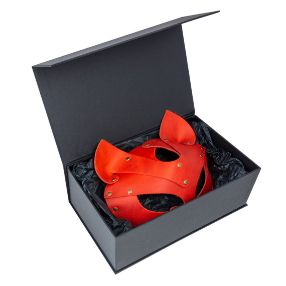Преміум маска кішечки LOVECRAFT, натуральна шкіра, червона, подарункова упаковка Sex Aura | Зображення 4