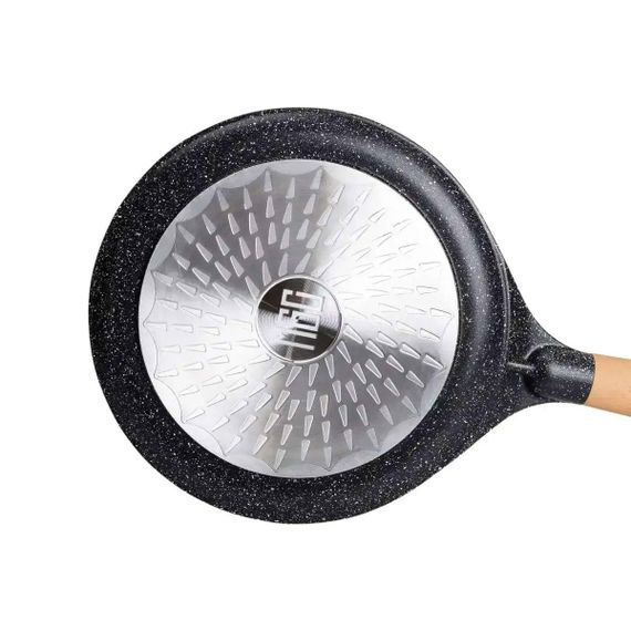 Алюмінієва млинцева сковорода з мармуровим антипригарним покриттям Ø 24 см, товсте дно MGC Black HP-4-428B | Зображення 4