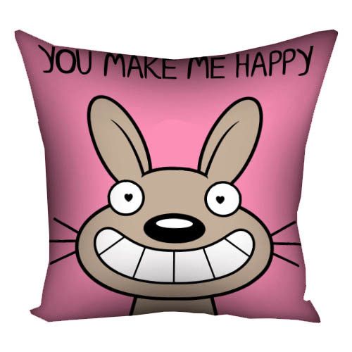 Подушка габардинова з принтом You make me happy 30x30 см (3P_LP326)