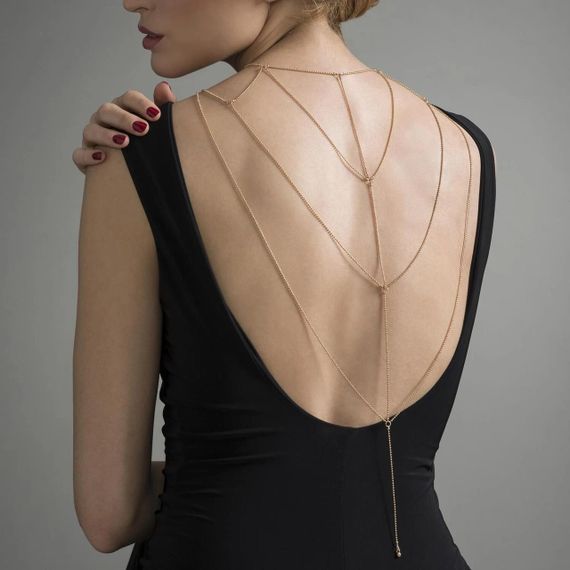 Ланцюжок для спини Bijoux Indiscrets Magnifique Back and Cleavage Chain - Gold, прикраса для тіла Sex Aura