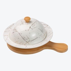 Масленка керамическая 25*18,5*9 см на бамбуковой подставке