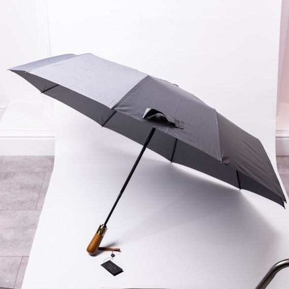 Парасолька автоматична з дерев'яною ручкою класична з поліестеру діаметр 116 см Сірий HP-23-8G | Зображення 4