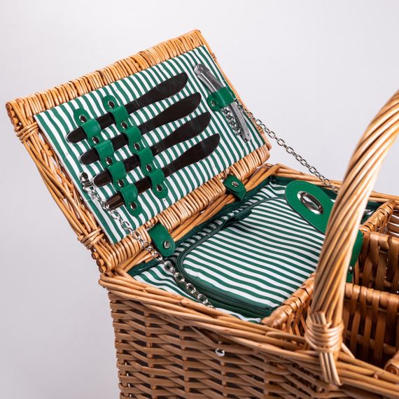 Кошик плетений для пікніка з посудом на 4 персони 48х33х43 см набір посуду туристичний для кемпінгу HP-ZQ-3 | Зображення 1